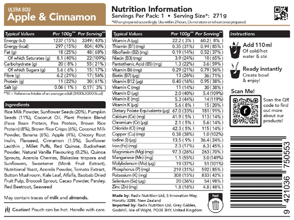 Radix Nutrition Food - 800 Range - Image 2